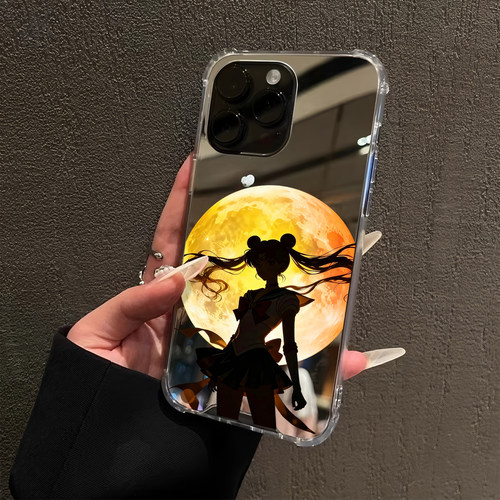 月亮水冰月适用iPhone18promax镜面16卡通15Pro苹果14手机壳xsmax补妆12pro美少女战士xr可爱7/8plus创意13潮