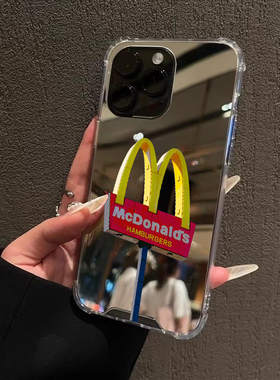 ins风麦门M记适用iPhone16promax手机壳华为p70红米k50vivox90s镜面opporeno12简约mate60pro小米15一加ace3