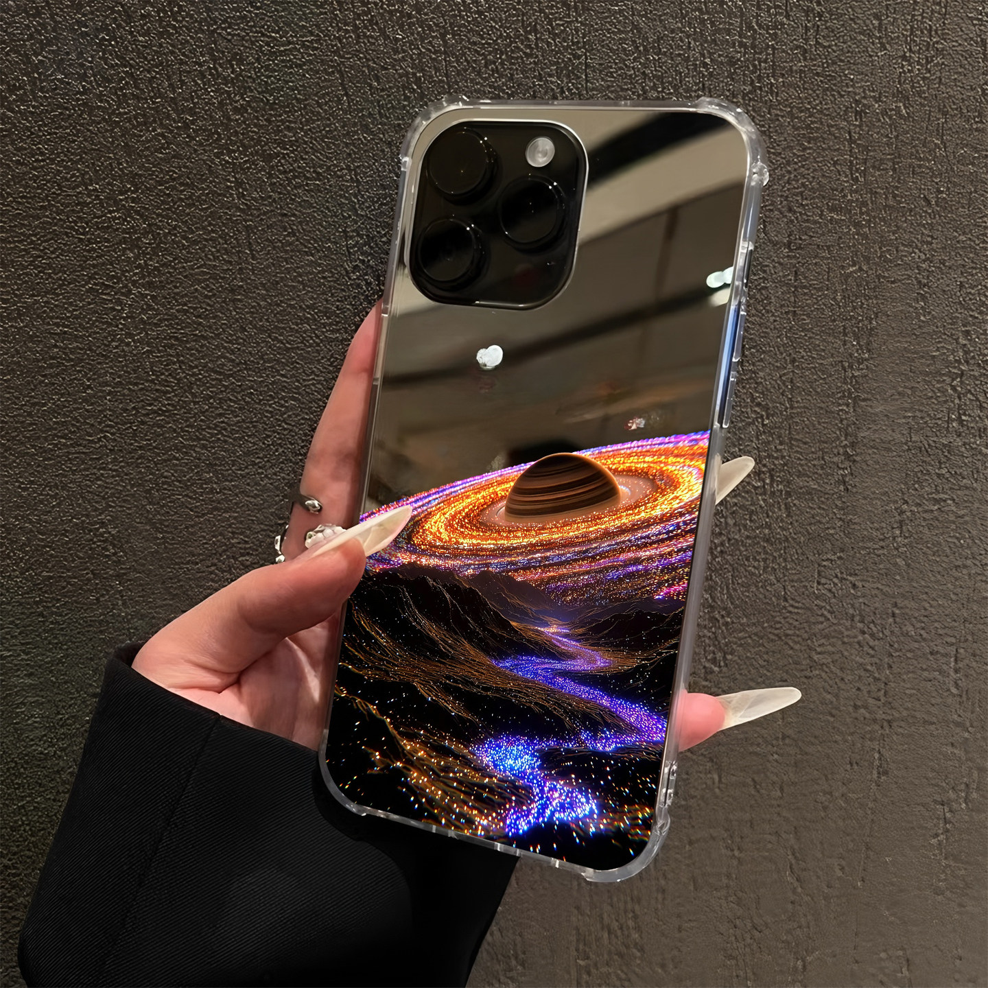 能量宇宙星球适用iPhone17promax镜面16流水生金15Pro苹果14手机壳xsmax补妆12pro招财13情侣7/8plus潮xr渐变