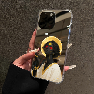 希腊神话太阳神阿波罗适用iPhone16pro镜面15promax简约14Pro苹果11手机壳xsmax补妆13美元 8plus创意12情侣