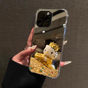 rich暴富HelloKitty凯蒂猫适用iPhone17promax黄金15promax新中式 14Pro苹果16手机壳xsmax创意13简约12镜面xr