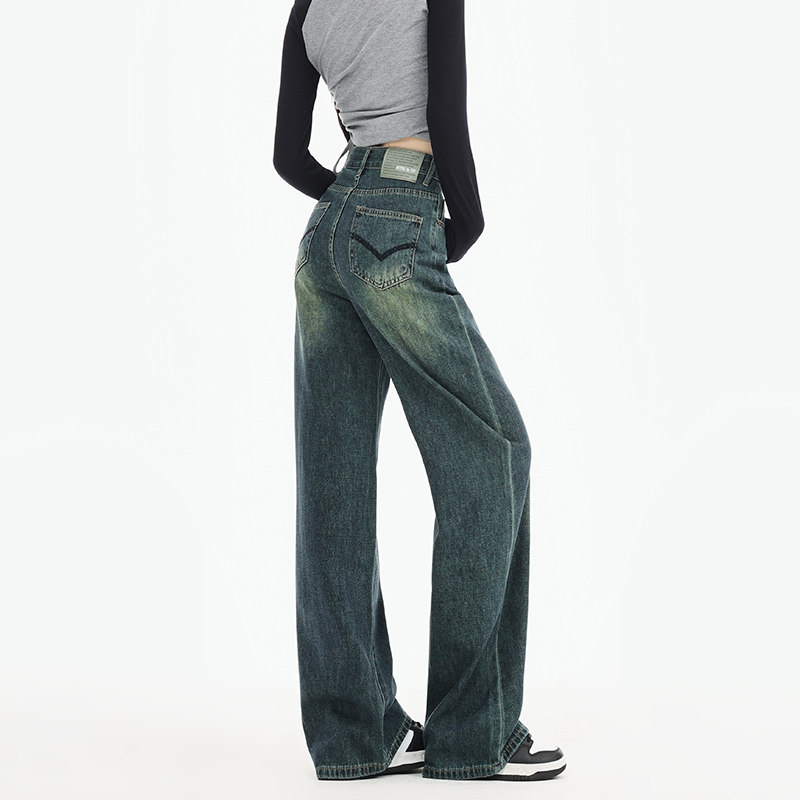 怀旧蓝牛仔裤女春秋季2024年新款高腰垂感拖地裤子窄版直筒阔腿裤,女装/女士精品,牛仔裤,淘宝优惠券,粉丝福利购,淘宝优惠卷