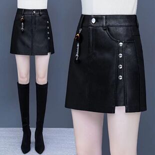 皮裙裤女高腰2026年秋冬新款显瘦外穿PU皮裙包臀半身裙短裙子短裤
