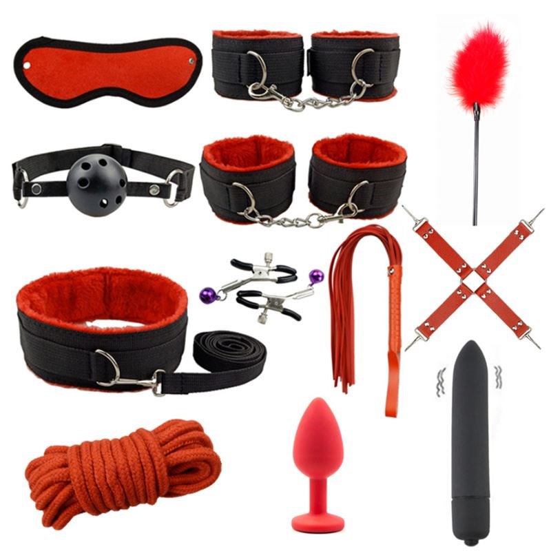 Sex Products Adult SM Game Bondage Kit Vibrator Handcuff Whi