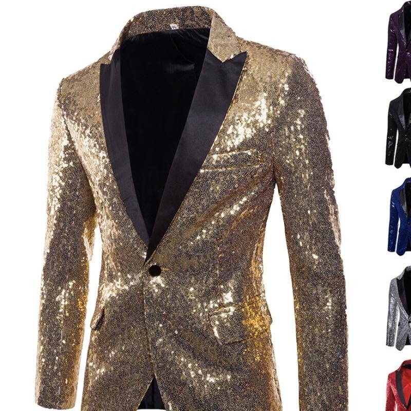 欧美演出礼服金亮片西装韩国西服夜店男装主持司仪影楼外套 XZ28