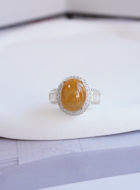 缅甸天然A货黄翡蛋面裸石镶嵌男戒吊坠日常百搭寓意好【1835】