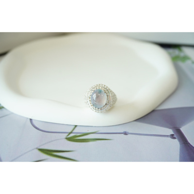 超美淡紫色飘花缅甸天然A货唯美意境定制镶嵌戒指饰品【1713】