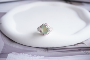 1817 缅料天然A货高冰晴水翡翠蛋面定制镶嵌时尚 精品戒指饰品