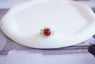 色正圆形天然无烧红翡缅甸天然A货定制镶嵌戒指饰品高级 1824