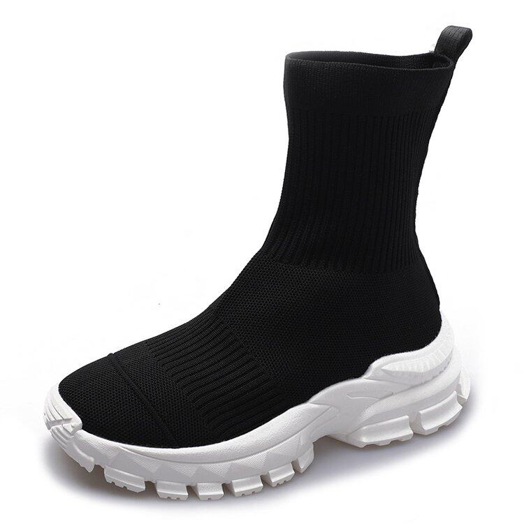 ELASTIC SOCKS SHOES WOMENS MID-BARREL VERSATILE CASUAL SNEAKERS FLYING WEAVING HIGH-TOP SOCK BOOTS BOOTS BOOTS 2024 NEW KOREAN VERSION OF THE TREND