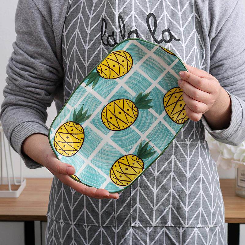 新品10英寸寿司盘长方形水果盘子陶瓷创意家用菜盘鱼盘长盘子摆盘