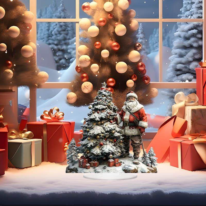跨境新品圣诞节圣诞老人亚克力平面摆件圣诞家居客厅场景装饰摆件