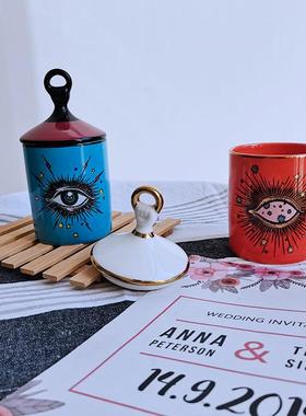 大眼睛香薰烛台香薰罐摆件意大利名伶蜡烛杯欧式杯饰品蜡烛罐收纳