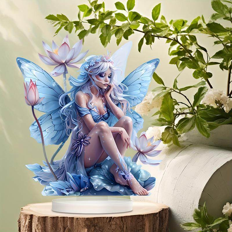 跨境优雅花仙与莲花幻想标牌带底座亚克力标牌励志桌面摆件牌家庭