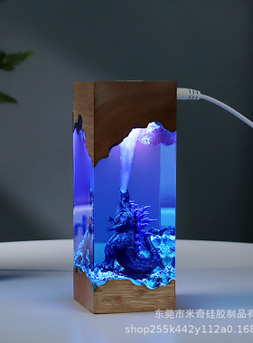 哥斯拉树脂夜灯外贸创意树脂工艺品节日送礼摆件Godzillaornament