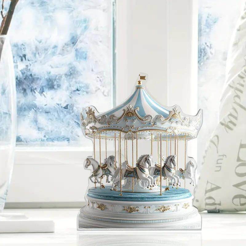 迷人的亚克力旋转木马音乐盒 - 完美适用于客厅、卧室或办公室