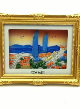 现货创意树脂旅游纪念品 冰箱贴厦门摆件冰箱贴diy相框冰箱贴