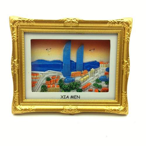 现货创意树脂旅游纪念品 冰箱贴厦门摆件冰箱贴diy相框冰箱贴