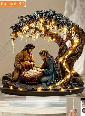 跨境新款耶苏生命之树2D亚克力装饰摆件家居装饰小礼品节日礼物