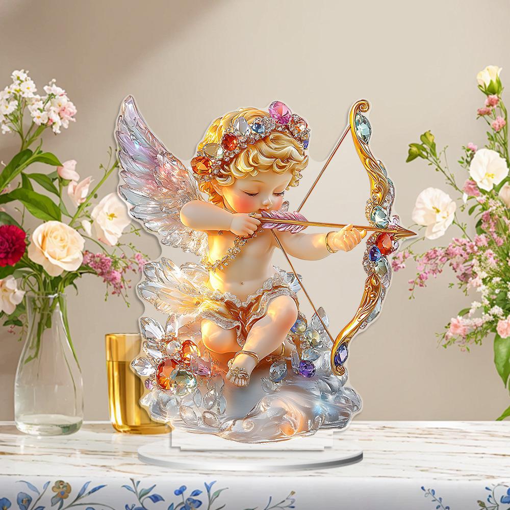 跨境新品丘比特天使装饰立牌2D亚克力摆件家居桌面玄关饰品礼物