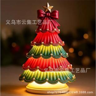 跨境爆款Christmas Tree Lights圣诞节装饰品发光树灯树脂摆件