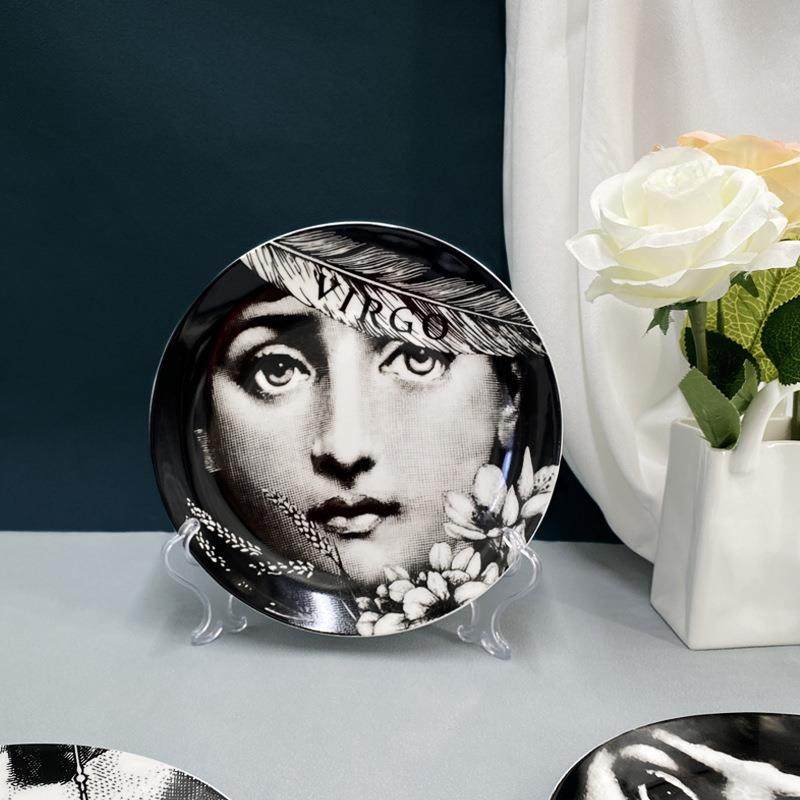 跨境人物壁挂人脸圆盘挂件家居摆件墙饰意大利女神客厅装饰艺术盘