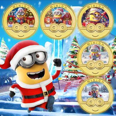 小黄人 圣诞儿童礼物纪念币动漫金属工艺 礼盒徽章 跨境 同款