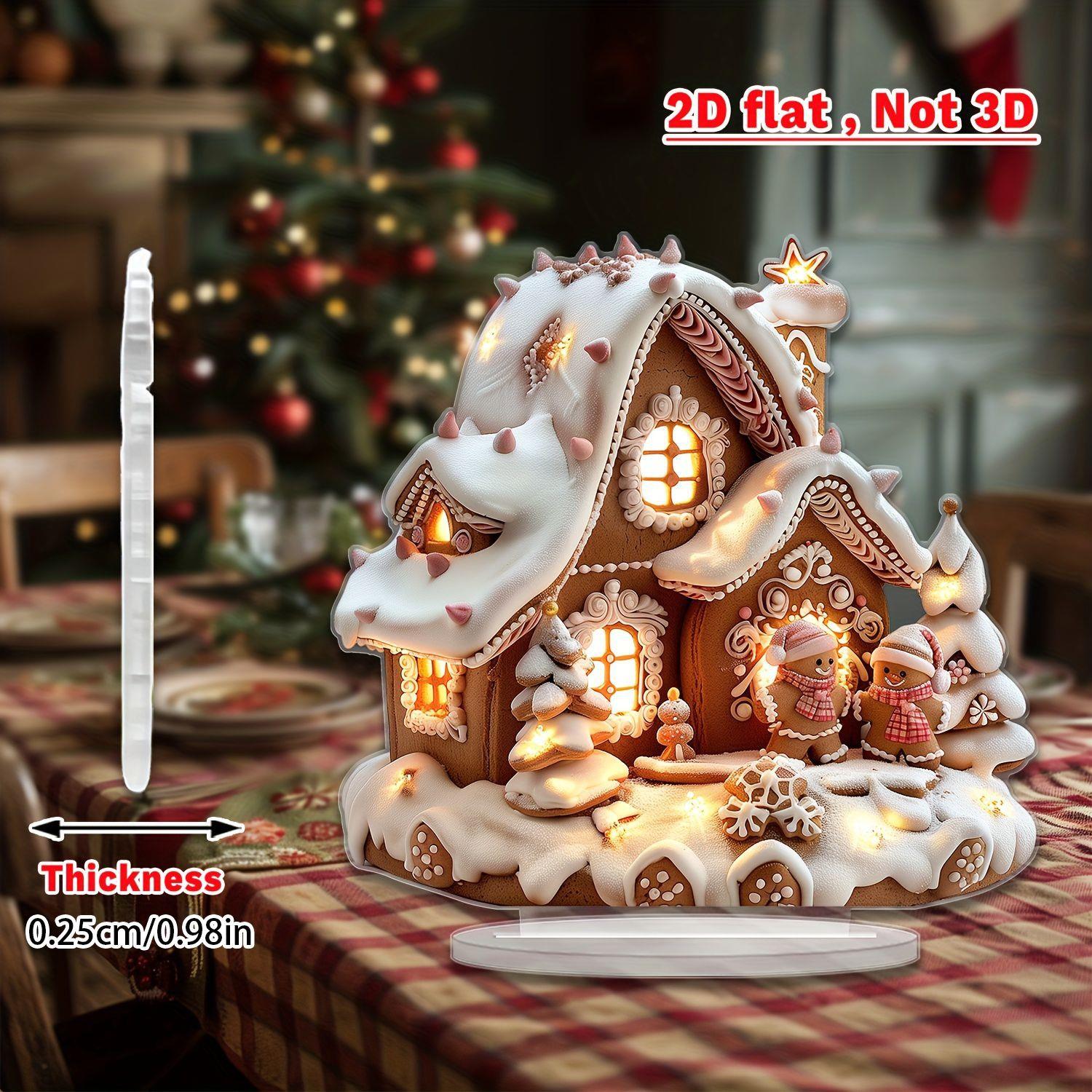 跨境新品圣诞节雪屋2D亚克力装饰摆件冬天送人礼物家居装饰品