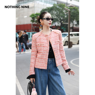 NOTHING NINE 杏玫布朗夹棉粗花呢外套