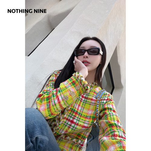 NOTHING NINE 春日果酒意大利进口彩色格纹粗花呢外套/马甲/短裤