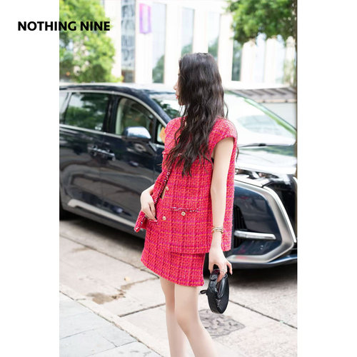 NOTHING NINE 红莓马丁尼意大利进口面料马甲/短裙