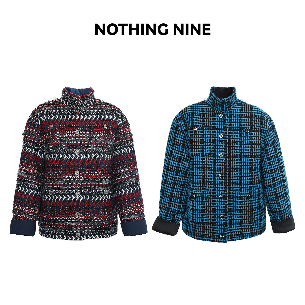 NOTHING NINE 卡米洛 限量 意大利进口花呢棉服北欧节庆纹/电光蓝