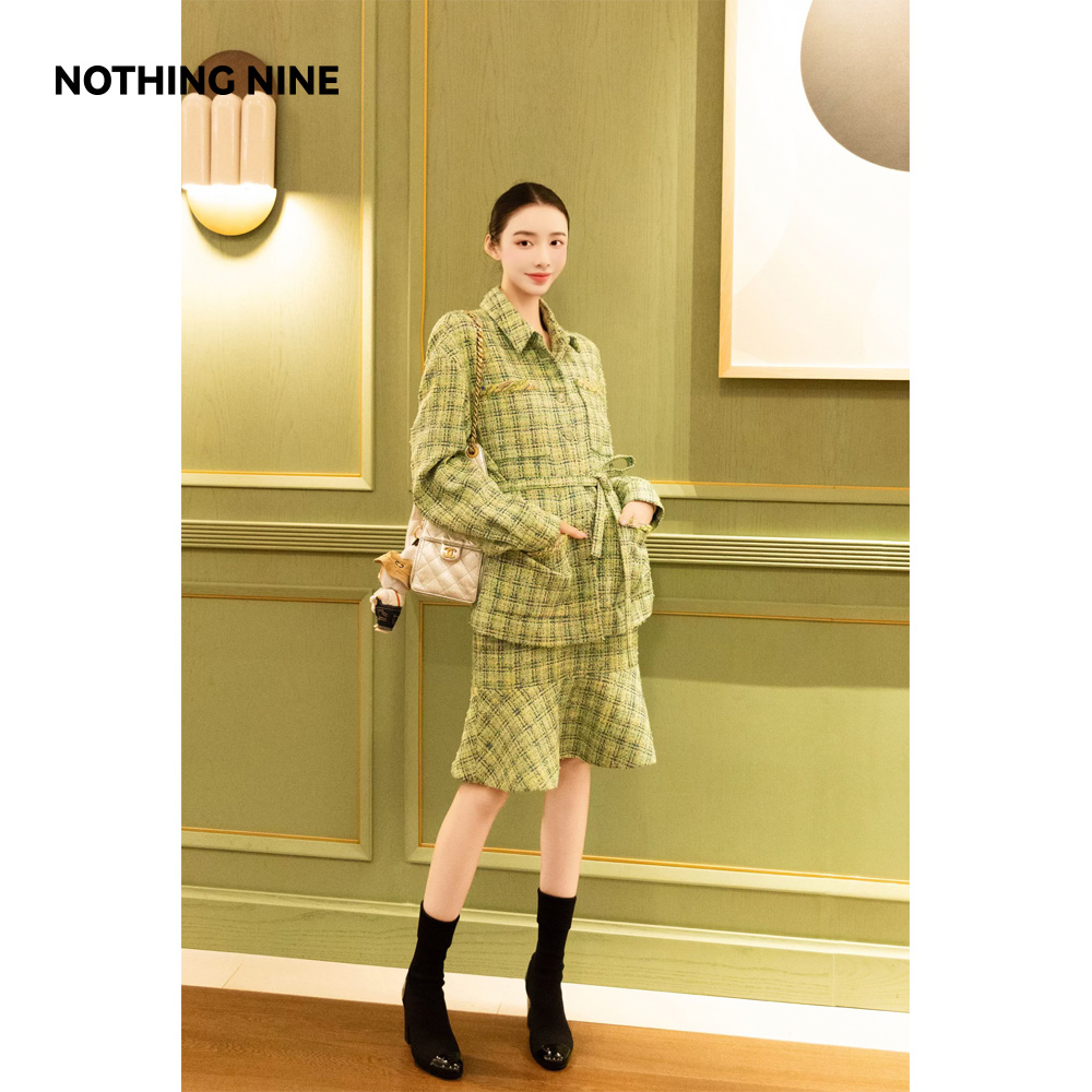 NOTHING NINE 薄荷碎冰意大利进口面料上衣/半裙