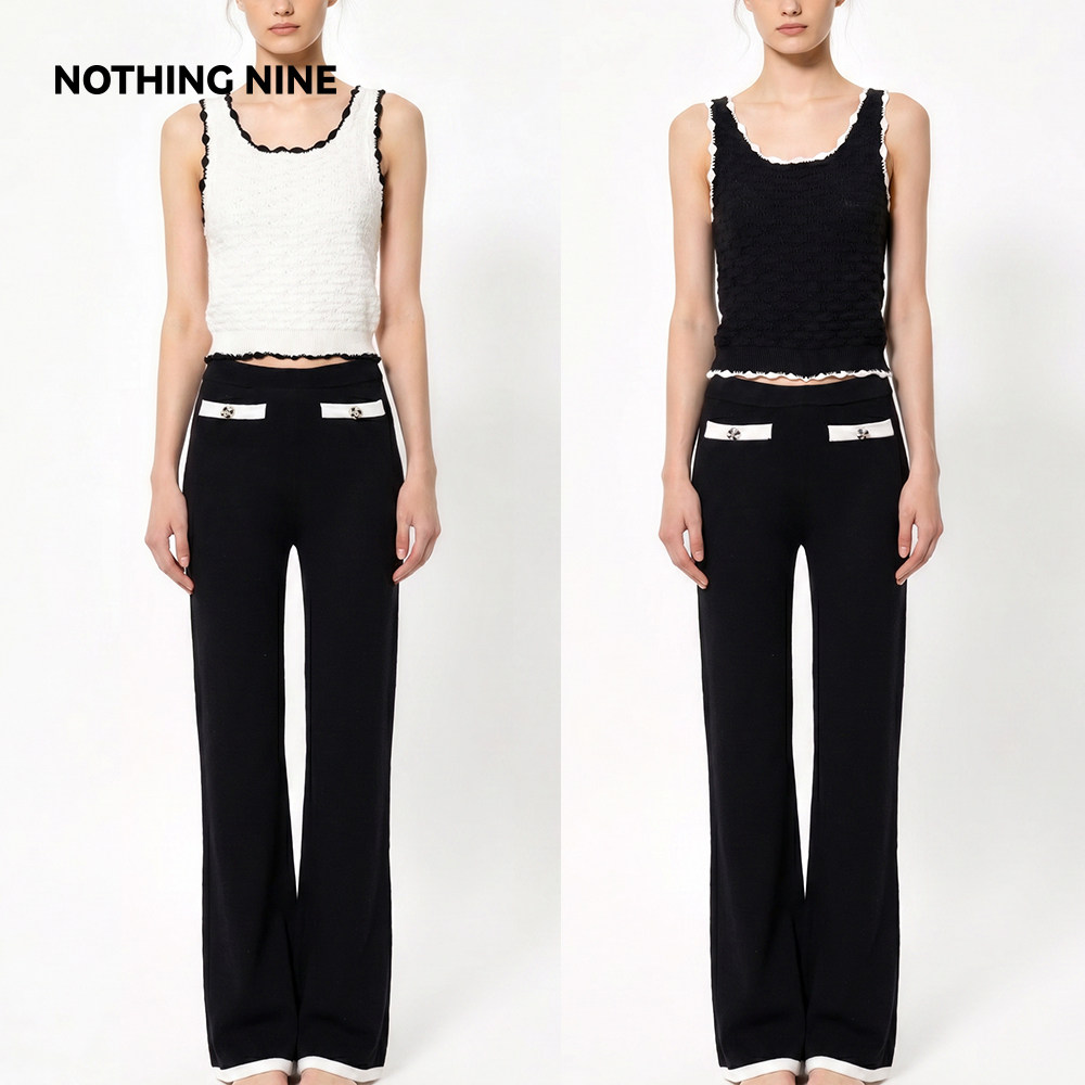 NOTHING NINE 玖檐柔织针织套装上衣/裤子