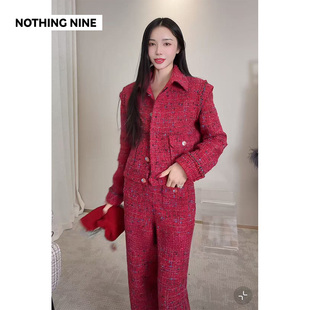 长裤 NOTHING 外套 圣尼亚红潮金属扣粗花呢套装 NINE