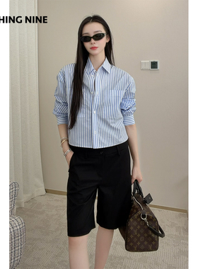 NOTHING NINE  黑狐 意大利进口含羊毛西装短裤