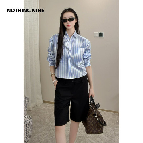 NOTHING NINE  黑狐 意大利进口含羊毛西装短裤