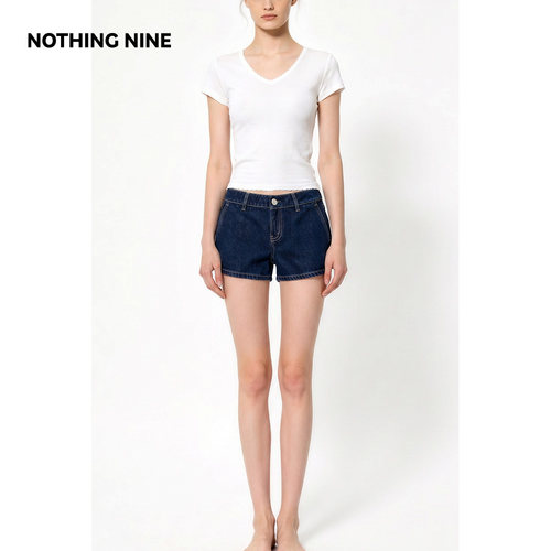 NOTHING NINE 深屿100%棉低腰牛仔短裤
