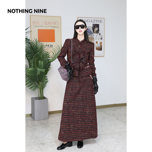 半身裙 绛黎粗花呢外套 NOTHING NINE