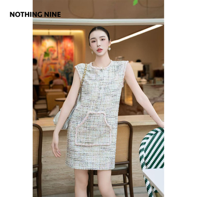 NOTHING NINE 帕多瓦绽放意大利进口面料胸花马甲连衣裙