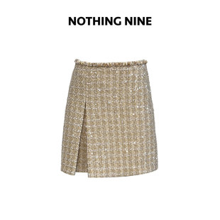 NOTHING 焦糖曲奇粗花呢亮片半裙 NINE