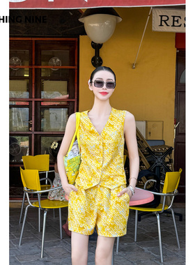 NOTHING NINE 柠檬小镇纹理马甲/短裤