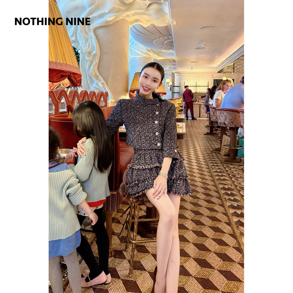 NOTHING NINE 星落藏兰意大利进口面料套装上衣