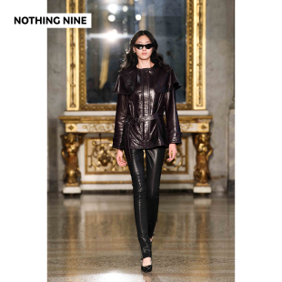 外套 NOTHING 曜夜无声油蜡绵羊皮套装 米兰秀款 半裙 NINE