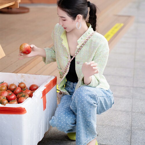 NOTHING NINE 桑德利松粗花呢珠钻外套