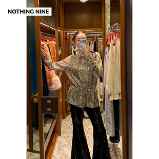 NOTHING 弗洛拉尔定制亮片花卉圆领上衣 NINE