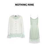 NINE 半顷方糖 手工钉钻醋酸蕾丝吊带连衣裙 NOTHING 开衫