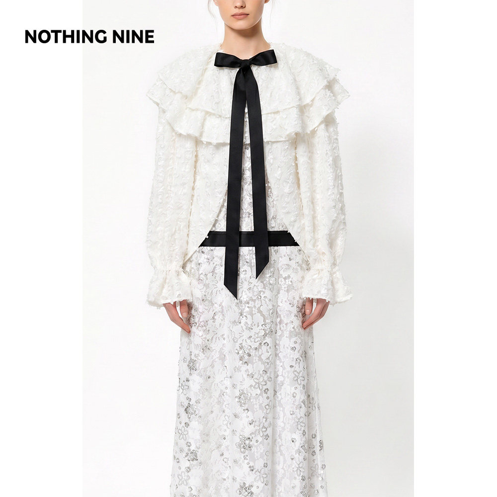 NOTHING NINE  星缀白纱重工蕾丝刺绣亮片外套