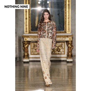 NINE 长裤 米兰秀款 外套 金箔纪重工粗花呢套装 NOTHING