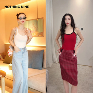 浆果黑 NOTHING 奶昔白 香草奇巧吊带背心 红黑色 NINE
